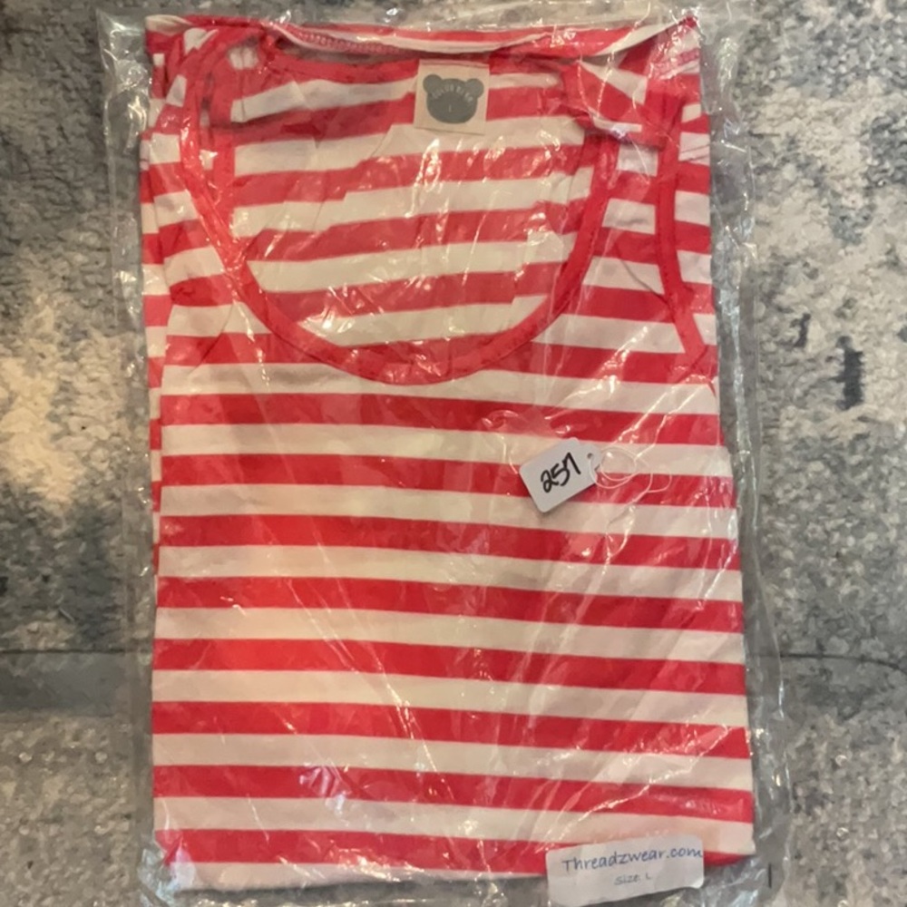 Red and White Striped Women's Tank Top by Color Bear - Picture 6 of 6
